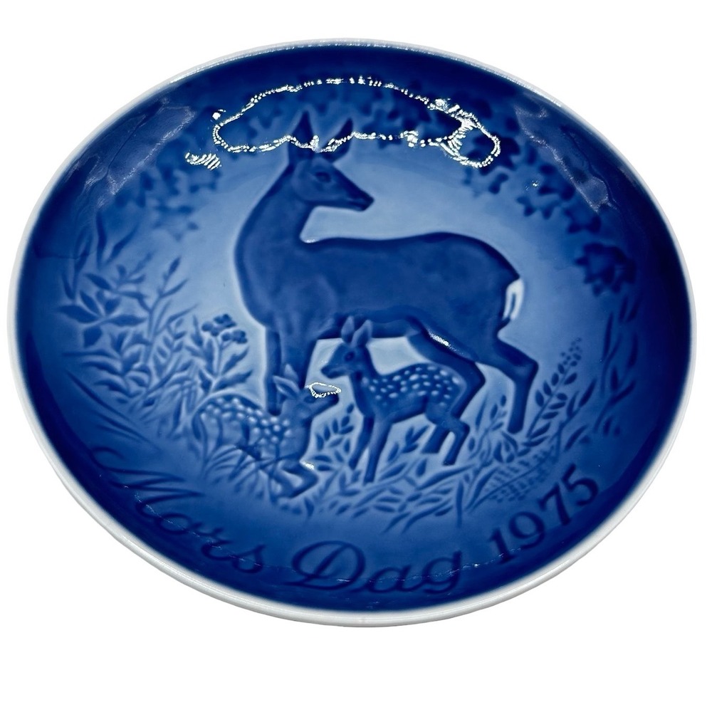Bing & Grondahl 1975 Mors Dag Mothers Day Plate Deer Fawns 9375 Denmark